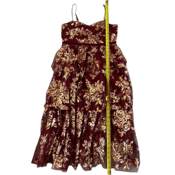 Jewel Badgley Mischka Tiered Metallic Tulle Midi Dress - Picture 13 of 13